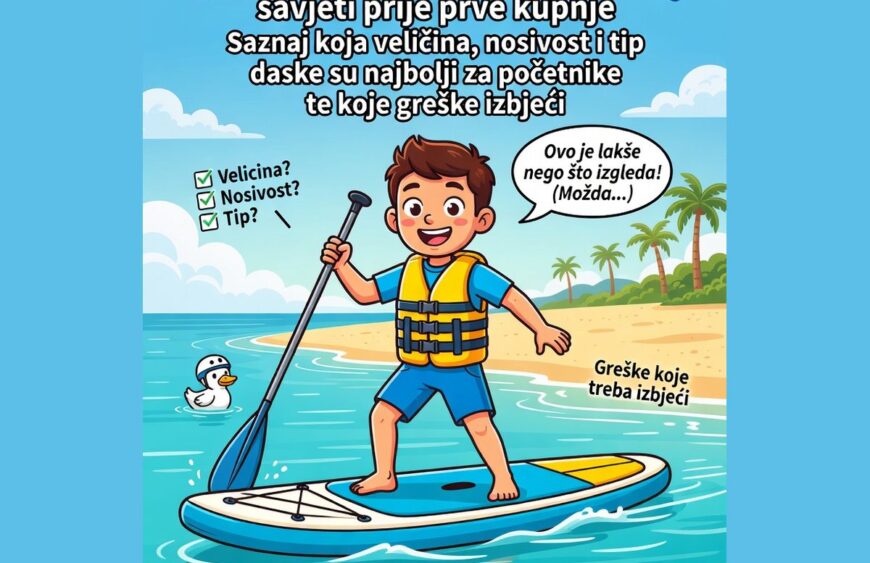 Ilustracija početnika na SUP dasci uz savjete